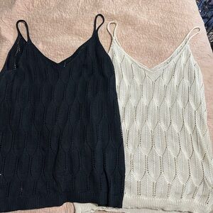 Black and Cream Knit Tank Tops
